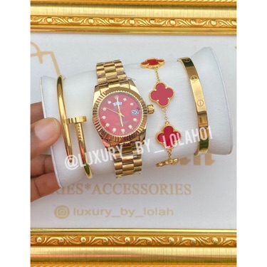 Gold Rolex watch Red face X Bracelet stack - Luxury_by_lolah ...