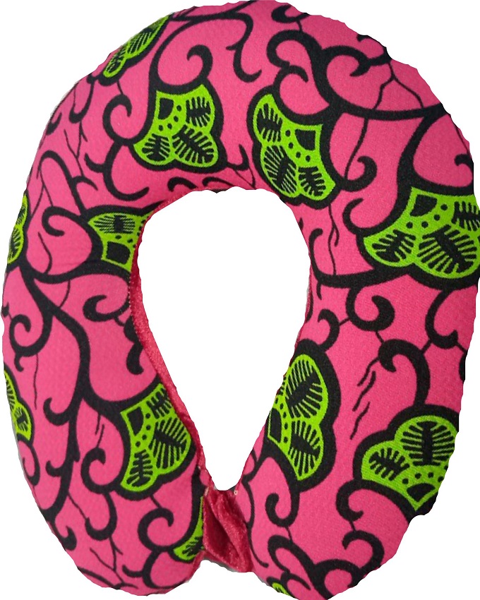travel-neck-pillow-pink-leaf-wearable-arts-and-decor-by